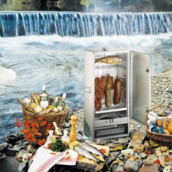 Fumoir Peetz Acier Aluminé Porte à Charnières - L 39 X P 28 X H 85 Cm 6 Fumoir Peetz Acier Aluminé Porte à Charnières - L 39 X P 28 X H 85 Cm -Grill Passion Promos Boutique 630015 fumoir peetz acier alumine charnieres 85 39 28 ambiance