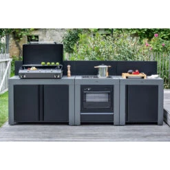 Cuisine D'extérieur ENO Modulo Acier Pour Plancha - 3 Modules Avec Cuisinière Et Chariot Félix -Grill Passion Promos Boutique cuisine modulo 3 cuisiniere chariot felix 5