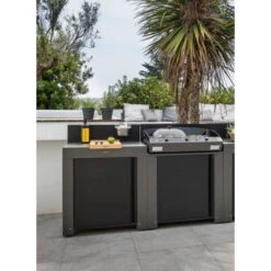 Cuisine D'extérieur ENO Modulo Acier Pour Plancha - 2 Modules -Grill Passion Promos Boutique mobilo eno gris acier 2 modules ambiance 2