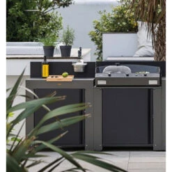 Cuisine D'extérieur ENO Modulo Acier Pour Plancha - 2 Modules -Grill Passion Promos Boutique mobilo eno gris acier 2 modules ambiance 6